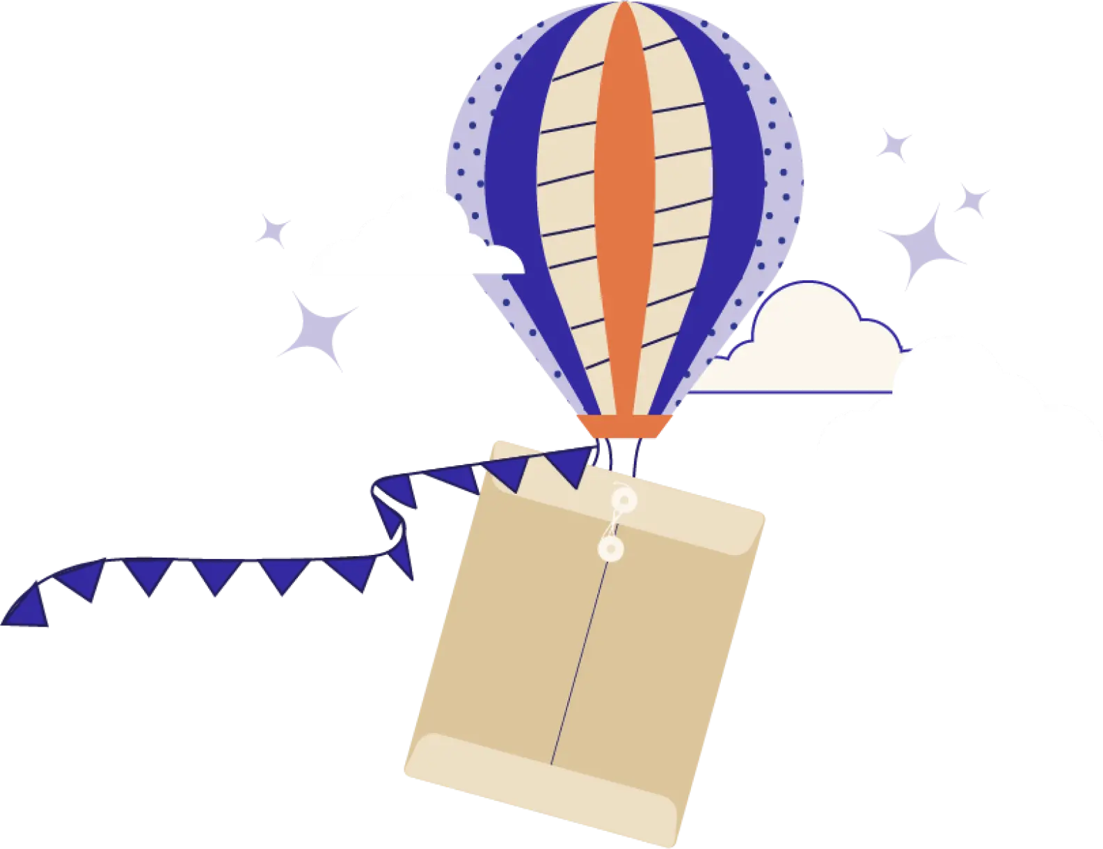 Balloon carrying document in folder
